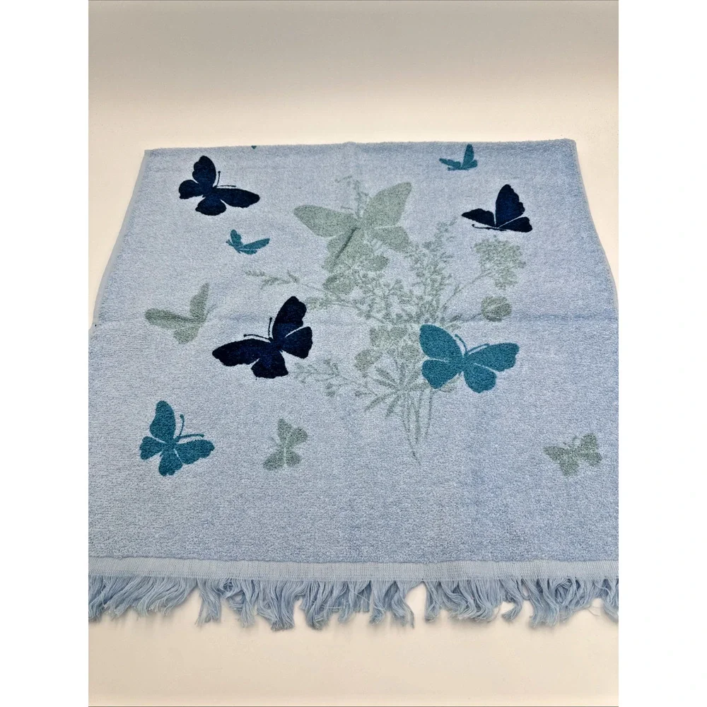 Set Of Vintage Cannon Blue Butterfly Towel Set. NWT
